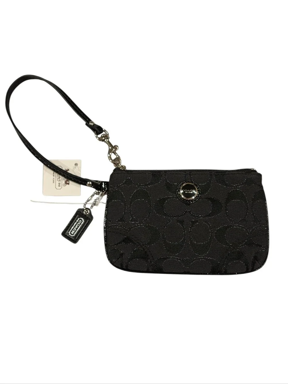 Coach NWT Poppy Signature Metallic Embroidered Wristlet 6.5